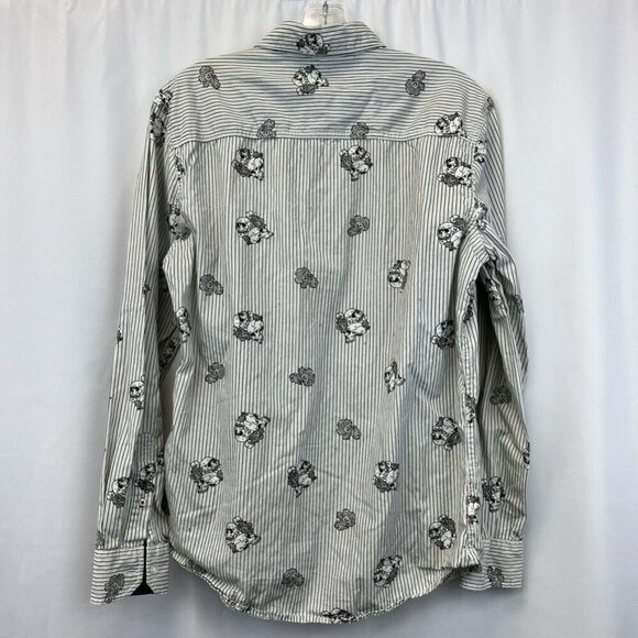 Stars & Stripes Mens Button-Up Shirt Skull/Stripe Long Sleeve Slim Fit S - Picture 2 of 12